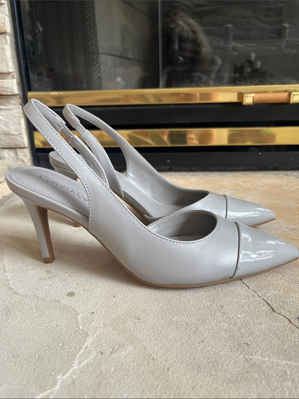 Calvin Klein Women's Light Gray Pointed Toe Slingback Pumps - Picture 3 of 5